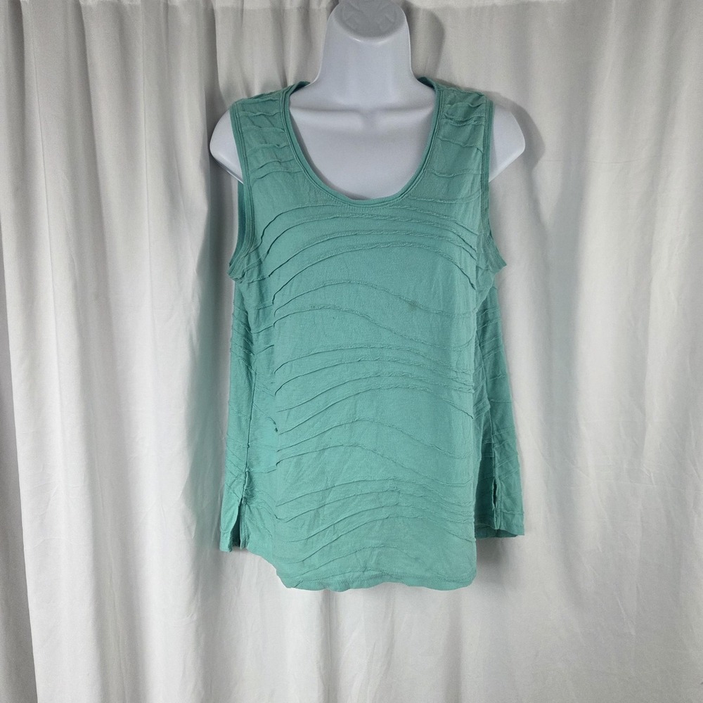 Simply Vera Vera Wang Tank Top Womens Large Green Scoop Neck Textured Shirt